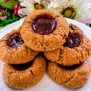 paleo vegan gluten free dairy free and healthy ab&j thumbprint cookies