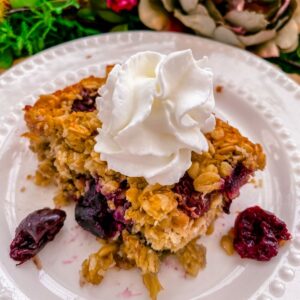 gluten free and dairy free cherry baked oats