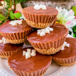 vegan gluten free dairy free and healthy chocolate peanut butter cheesecakes