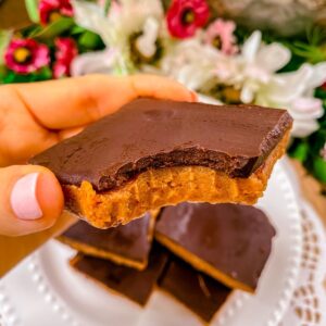 vegan gluten free dairy free healthy pumpkin spice protein peanut butter squares