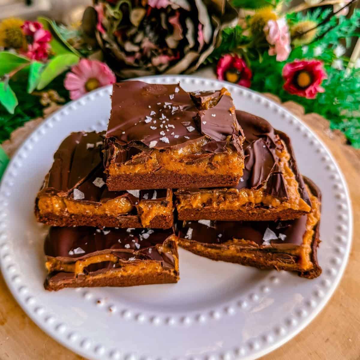 no bake vegan gluten free dairy free refined sugar free chocolate peanut butter brownies