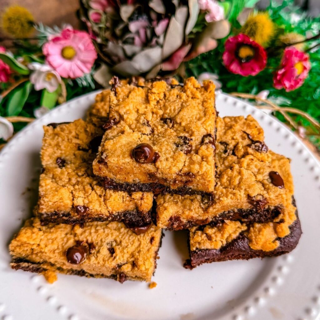 vegan gluten free dairy free healthy peanut butter brookie bars