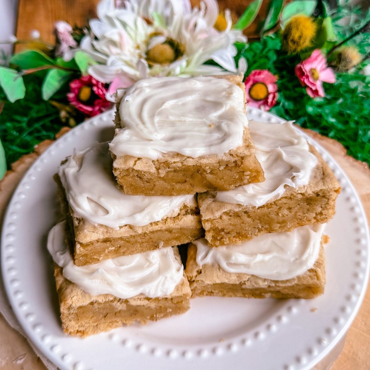 gluten free dairy free frosted banana bread cookie bars