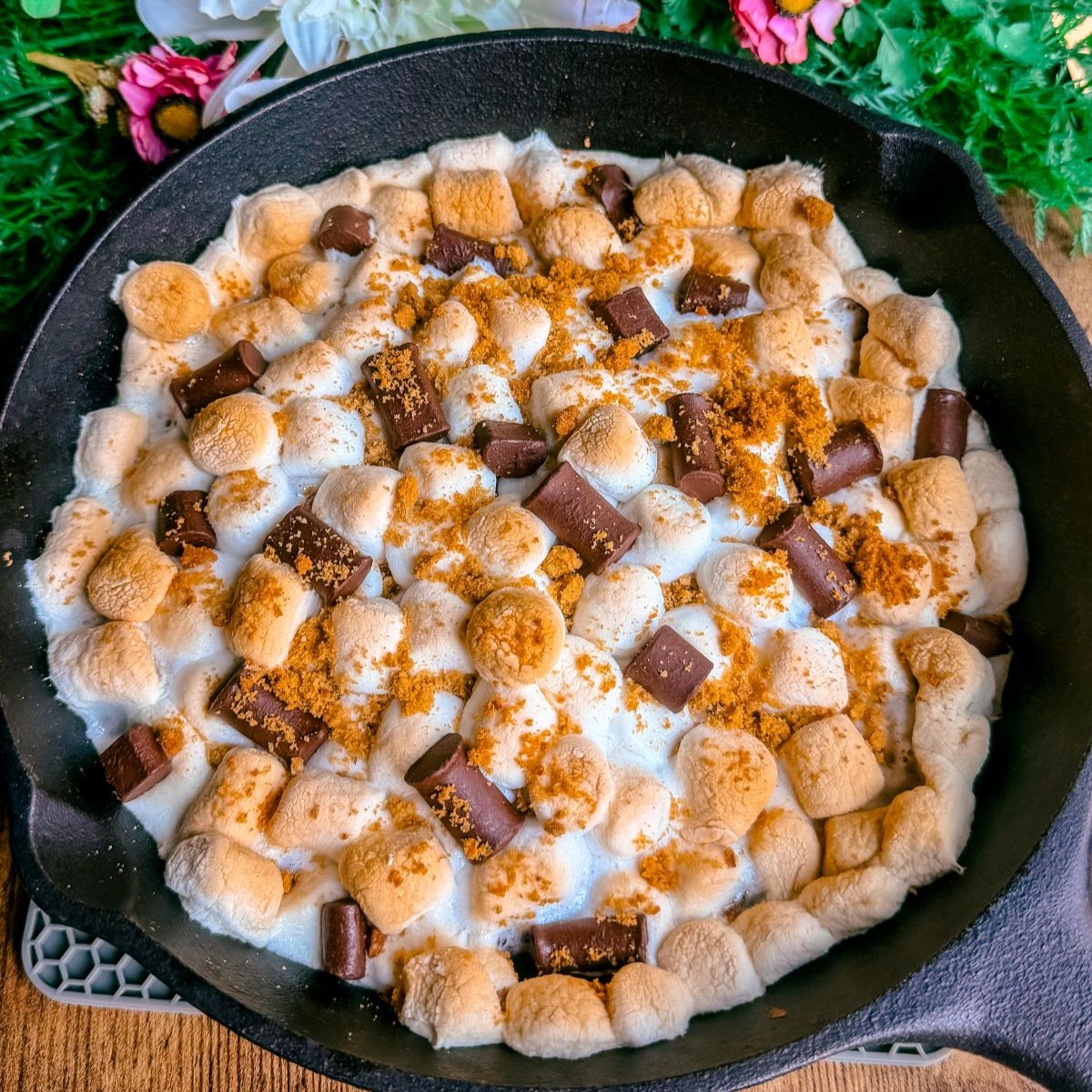 vegan gluten free dairy free smores brownie skillet