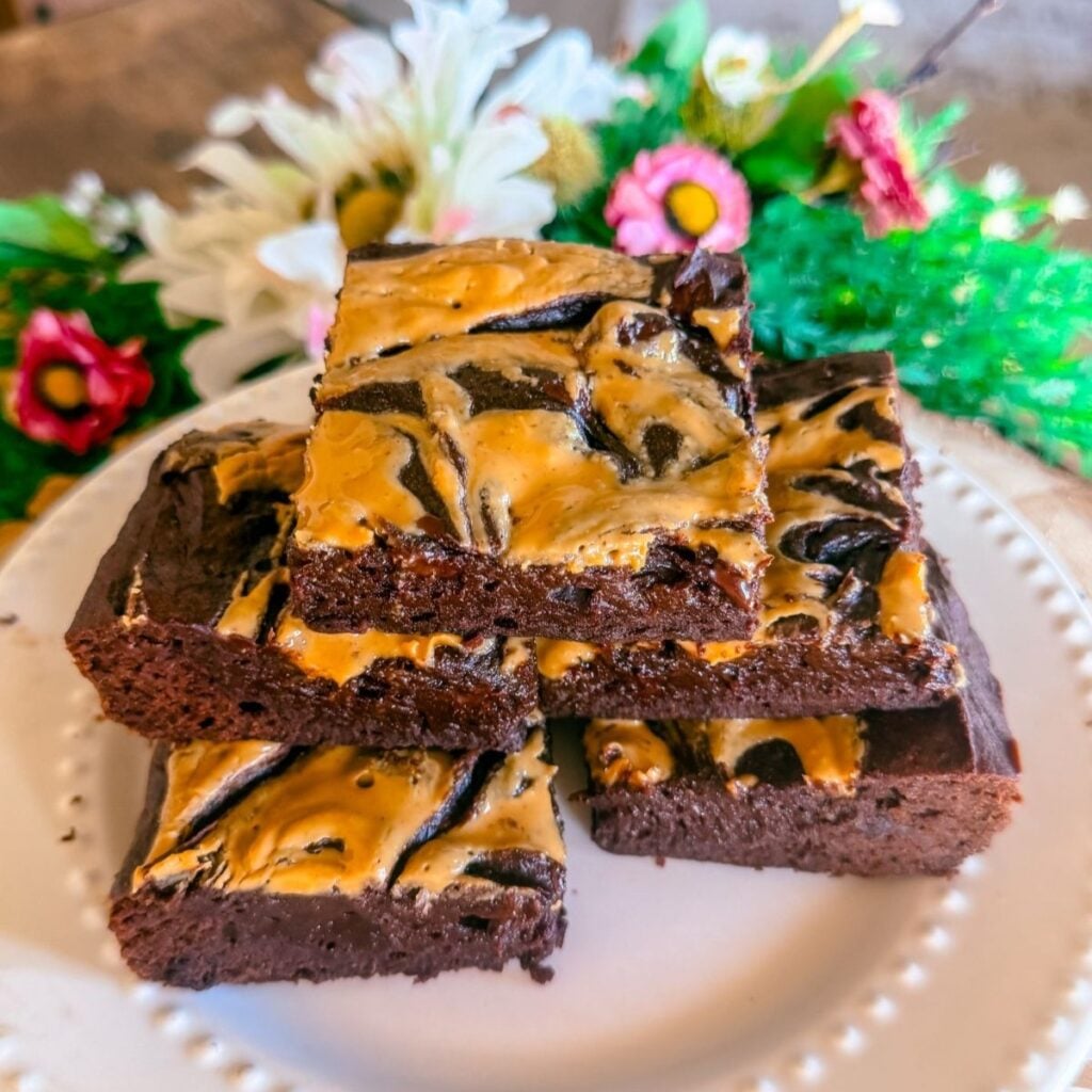 healthy gluten free dairy free peanut butter swirl brownies