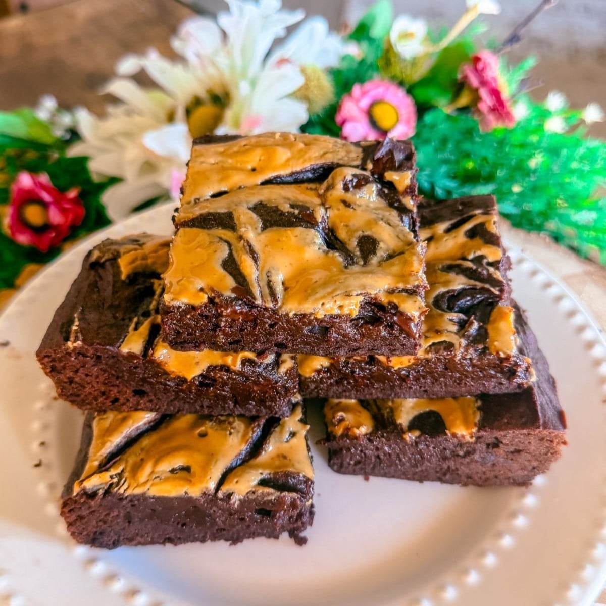 healthy gluten free dairy free peanut butter swirl brownies
